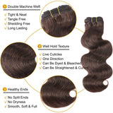 Flash Sale Sunber Chocolate Brown Body Wave Hair Bundles #4 Human Hair Weave 3 Pcs For Clearance Sale-details on bundles