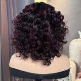 Sunber Curly Short Bob 99j Highlighted Glueless Wig With Bangs