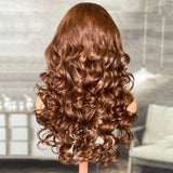 Sunber Brunette with blonde highlight 13*4 Lace Front Loose Wave Wig Face-framing Precolored Human Hair