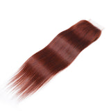Sunber 1 Pc Reddish Brown Straight Human Hair 4x4 Free Part Lace Closure