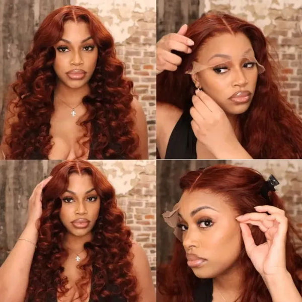 Extra 70% Off |Sunber Reddish Brown Body Wave 13*4 Lace Front Wigs Pre-Plucked With Babyhair