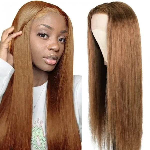 Sunber Bone Straight Ginger Brown Color 13*4 Lace Front Human Hair Wigs