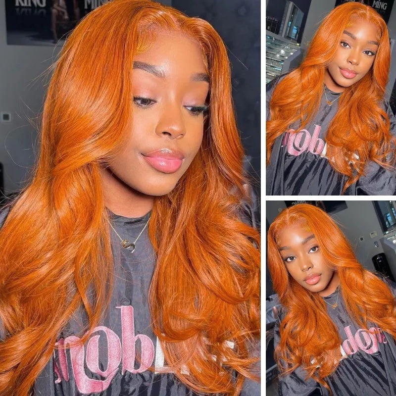 Sunber Ginger Orange Color 3D Body Wave 13x4 Pre Everything Lace Front Wigs Fall Color Human Hair Wigs Flash Sale