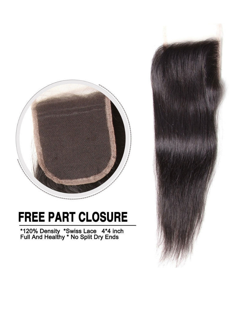 Sunber Virgin Peruvian Hair Straight Hair 4 Bundles With 4*4 Lace Closure, Hotsale Peruvian Hair Weaves