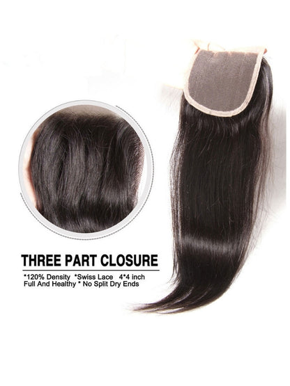 Sunber Virgin Peruvian Hair Straight Hair 4 Bundles With 4*4 Lace Closure, Hotsale Peruvian Hair Weaves
