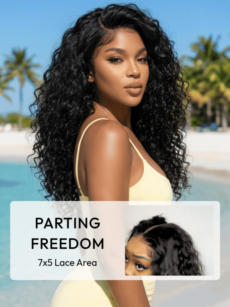 Sunber 13x6/ 7x5 HD Wet And Wavy Water Wave Bye Bye Knots Pre-Cut Lace Frontal Wigs With Elastic Drawstring