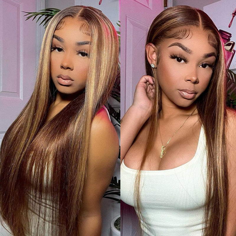 Sunber Undetectable Skin Melt 6*4.75 Pre-Cut Lace Closure Wig  Long Straight Hair Perfect Honey Highlight Wig