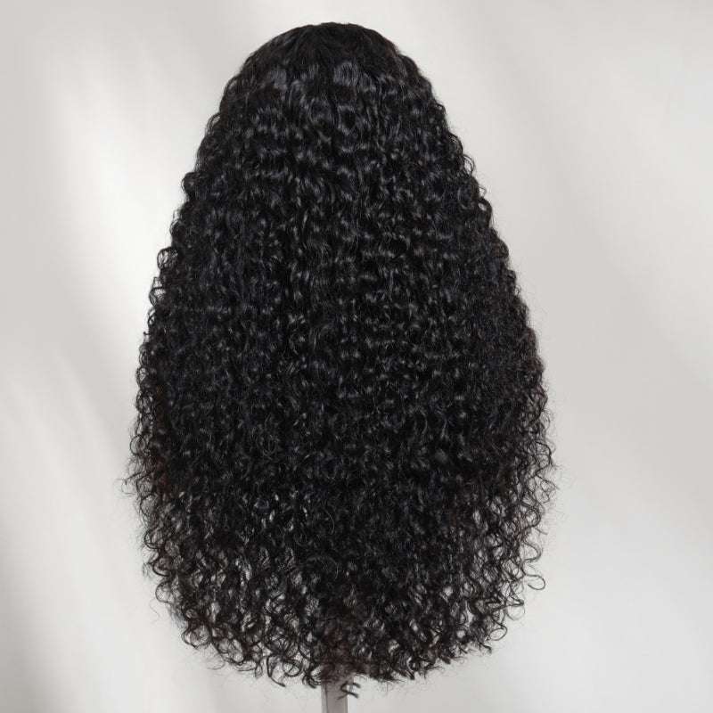 Sunber 7x5 Pre Cut 4D Mixed Texture Burmese Curls Tight Water Wave Lace Part Wig With Finger Coil Ends
