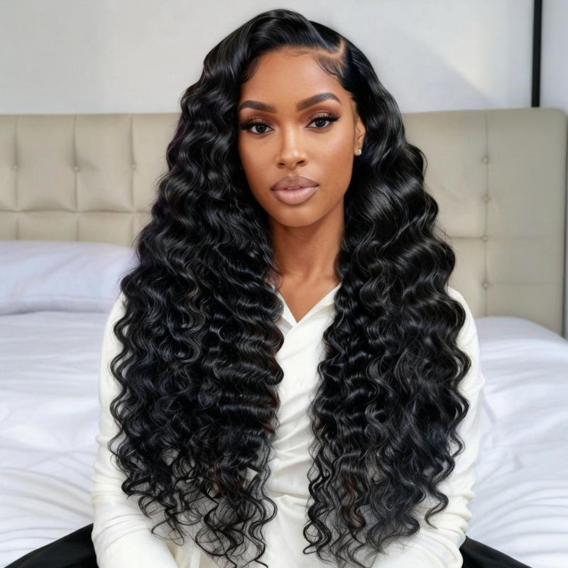 Sunber 13x4 Pre Everything Crimps Curl Crimped Texture Zig-Zag Waves High-volume Look Deep Wave Lace Frontal Wig