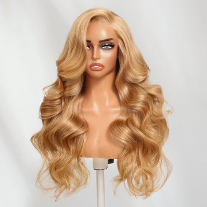 Sunber 13x4 Pre Everything Golden Sun-Kissed Blonde Layered Loose Wave Lace Frontal WIth Face-Framing Curtain Bangs