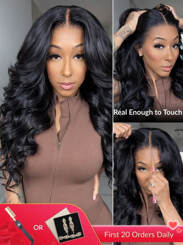 Sunber 180% Density 13x4 Pre-Everything Loose Wave Glueless Lace Frontal Wig –Feathered Style and Elastic Drawstring Flash Sale