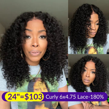 Flash Sale Sunber 180% Density Put On & Go Bye Bye Knots Glueless Jerry Curly Pre-plucked Wig