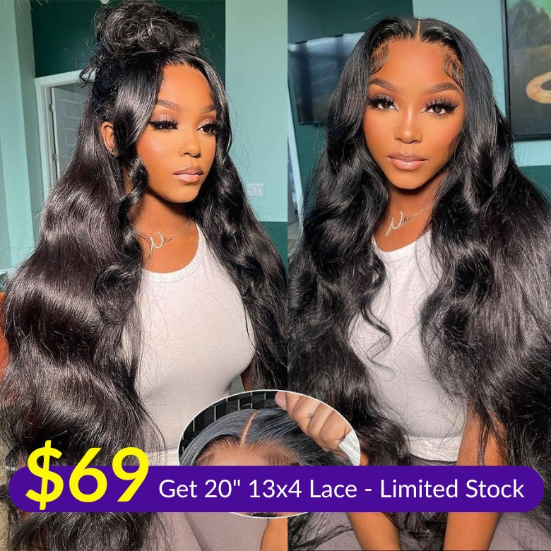 Sunber 13x4 Pre Everything Glueless Frontal Body Wave Wig Pre-Plucked Hairline With Elastic Drawstring Flash Sale