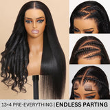 Sunber 4C Kinky Edge Kinky Straight Lace Wig 13X4 Lace Front Human Hair Wigs Yaki Straight Wigs With Baby Hair