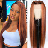 [22"=$99]Flash Sale Sunber Kinky Straight Ginger Copper Red Highlight Lace Front Wigs