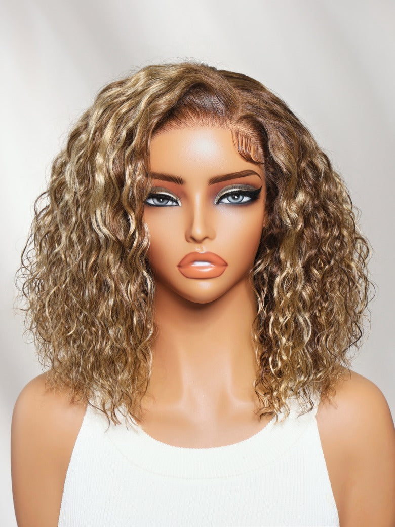 Sunber 13x4 Pre Everything Honey Blonde Highlights Sun-Kissed Balayage Water Wave Bob Lace Frontal Wig With Invisi Drawstring