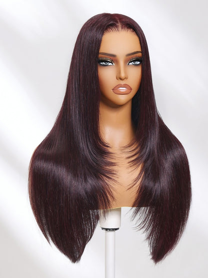 Sunber Black Cherry Lace Frontal Dark Burgundy Wig-Long Layered Cut &amp; Pre Everything &amp; Flash Sale