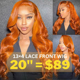 【13×4 Lace|20“= $89】Sunber Ginger Orange Body Wave 13x4 Lace Front Wigs Cinnamon Color Wigs 180% density Flash Sale