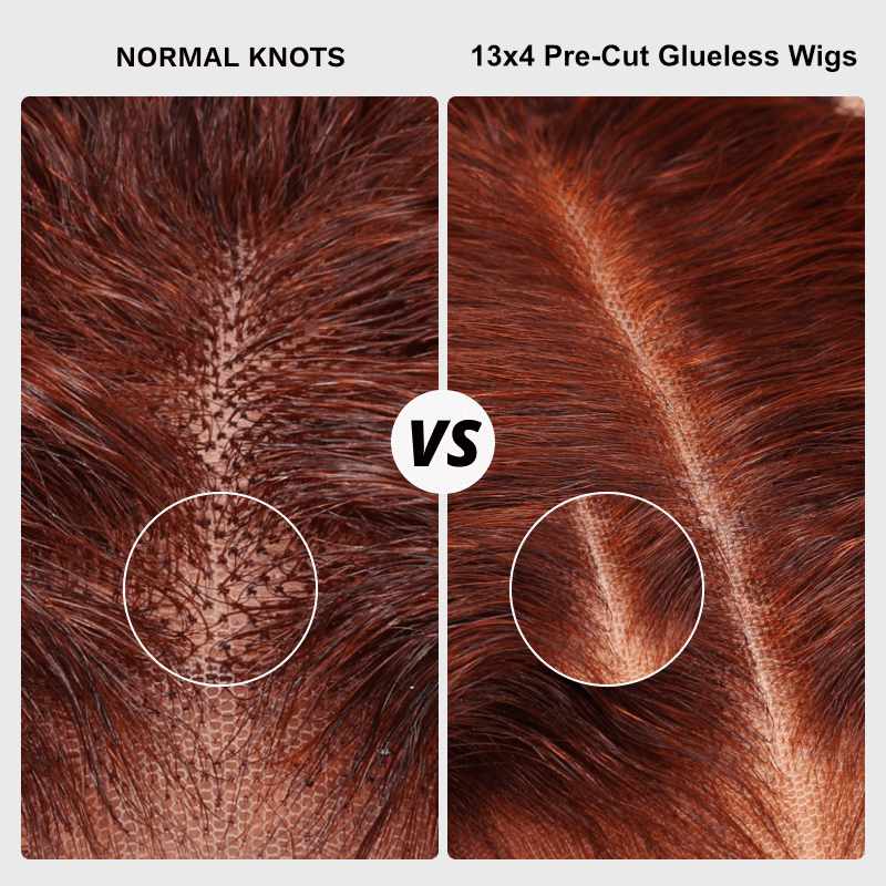 Pre-Cut Glueless Frontal Wig Real Human Hair With Bleach Knots
