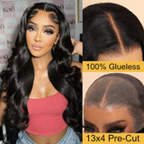 Sunber 7x5 Bye Bye Knots Pre-Cut Lace Put On And Go Wigs 13×4 Pre-Everything Body Wave Wig Pre-Plucked