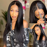 Sunber Yaki Straight Glueless 13x4 Pre Everything Lace Frontal Wig With Bleach Knots