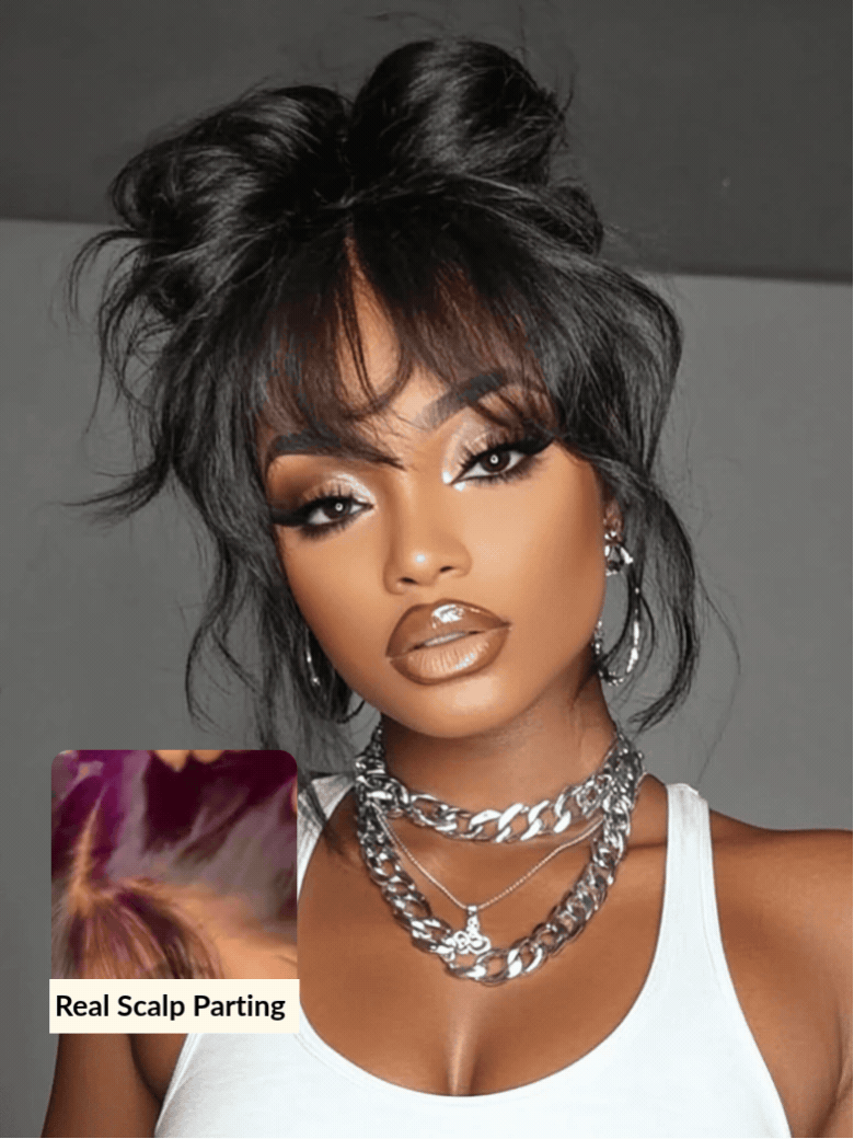Sunber 13x4 Pull & Go Glueless Wig Pre-Everything 7x5/13x4 Lace Frontal Loose Wave Wispy Bangs Wig