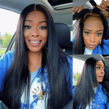 Extra 50% OFF | Sunber Yaki Straight Pull & Go Glueless Pre-cut 7x5 Bye Bye Knots Lace Wig With Bleach Knots