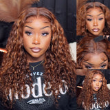 Sunber $100 Off Piano Brown Highlight Water Wave 13*4 Lace Frontal Wigs