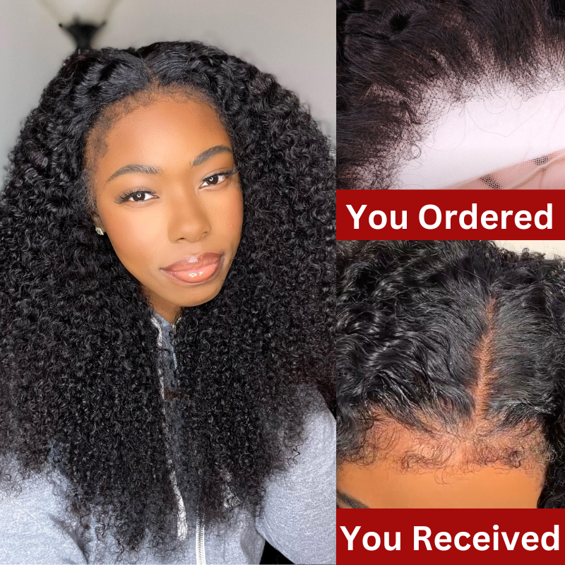 New User Exclusive |Sunber 4C Kinky Edge Kinky Curly Skin Melt Lace Front Wigs Natural Hairline Lace Closure Human Hair Wigs Pre Plucked