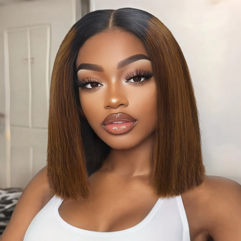 Flash Sale Sunber Silky Blunt Cut Glueless 2x6 Lace Closure Wig 200% Density Shoulder Length Bob Wig Pre Plucked & Bleached Human Hair Wig