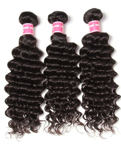 Sunber Hair New Remy Hair Peruvian Deep Wave 3 Bundles 100% Human Hair Weave