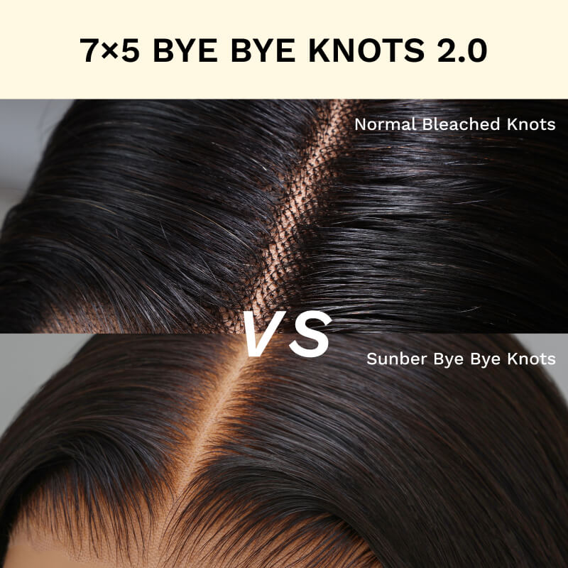 Sunber Grab And Go 7x5 Bye Bye Knots Pre-Cut Lace Closure Bob Wigs Yaki Straight Human Hair Wigs Pre-plucked