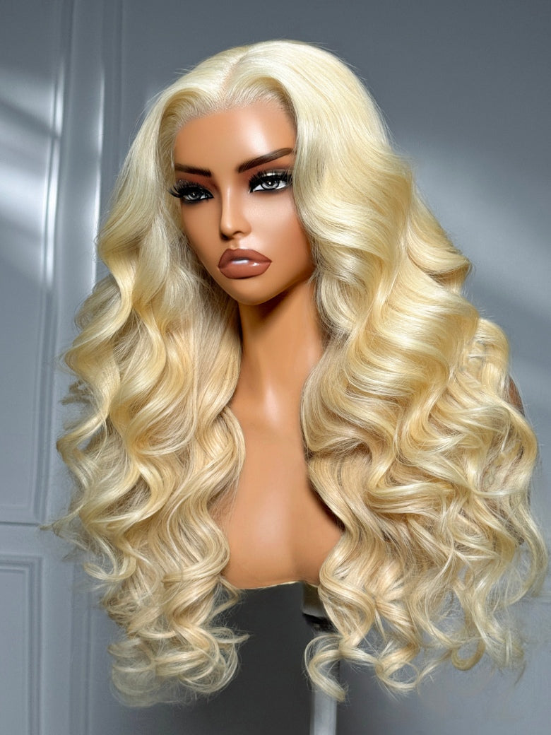 Sunber 613 Blonde Body Wave 13x4 Pre Cut Lace Frontal Wig With Invisi Drawstring For Beginners