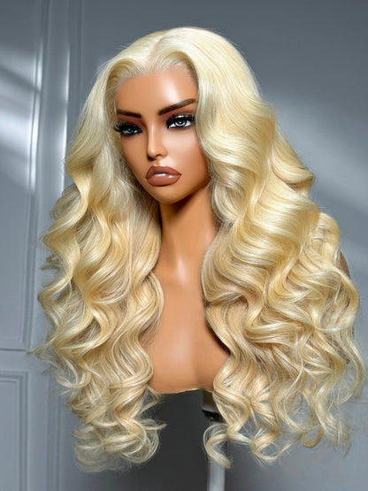 Sunber 613 Blonde Body Wave 13x4 Pre Cut Lace Frontal Wig With Invisi Drawstring For Beginners