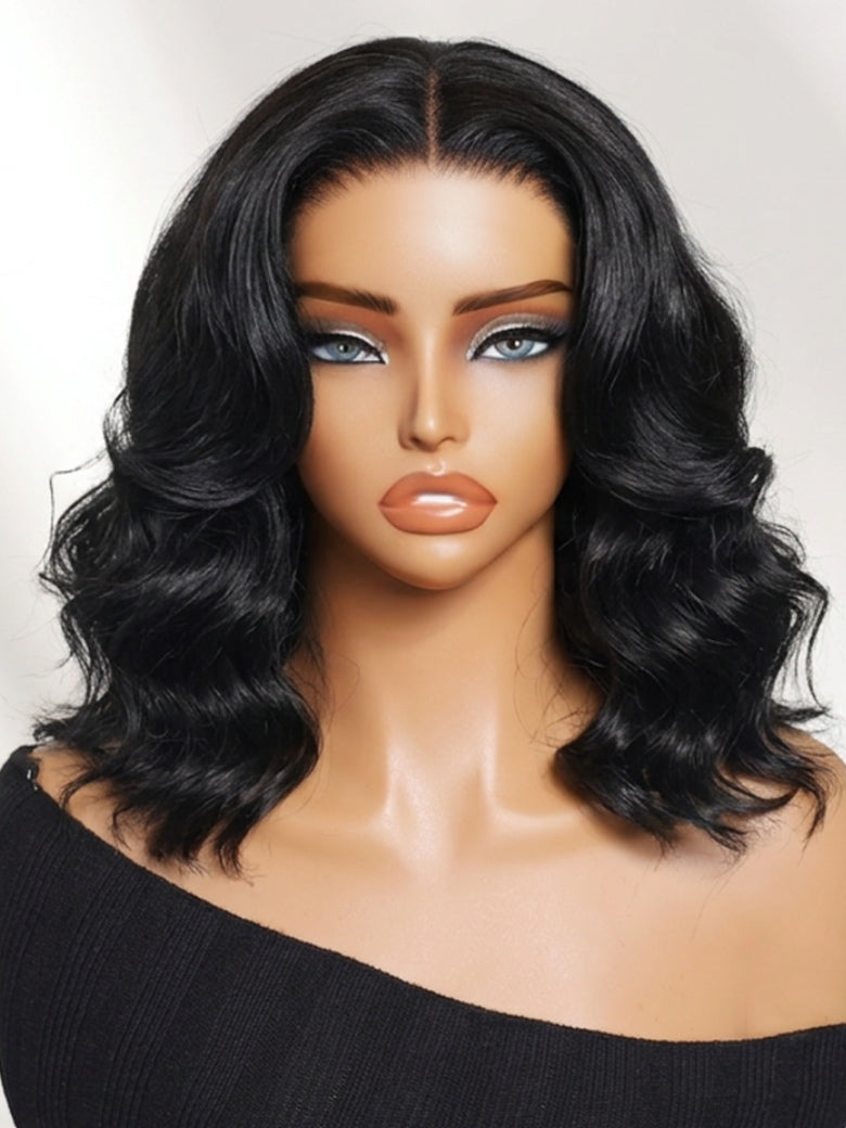 Sunber 13x4 Pre Everything Body Wave Shoulder Length Wavy Bob Wig With Face-Framing Layers