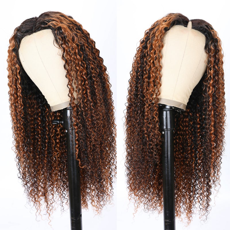 $100 Off Sunber V Part Wigs Balayage Highlight Curly Effortless To Put On Human Hair Wig