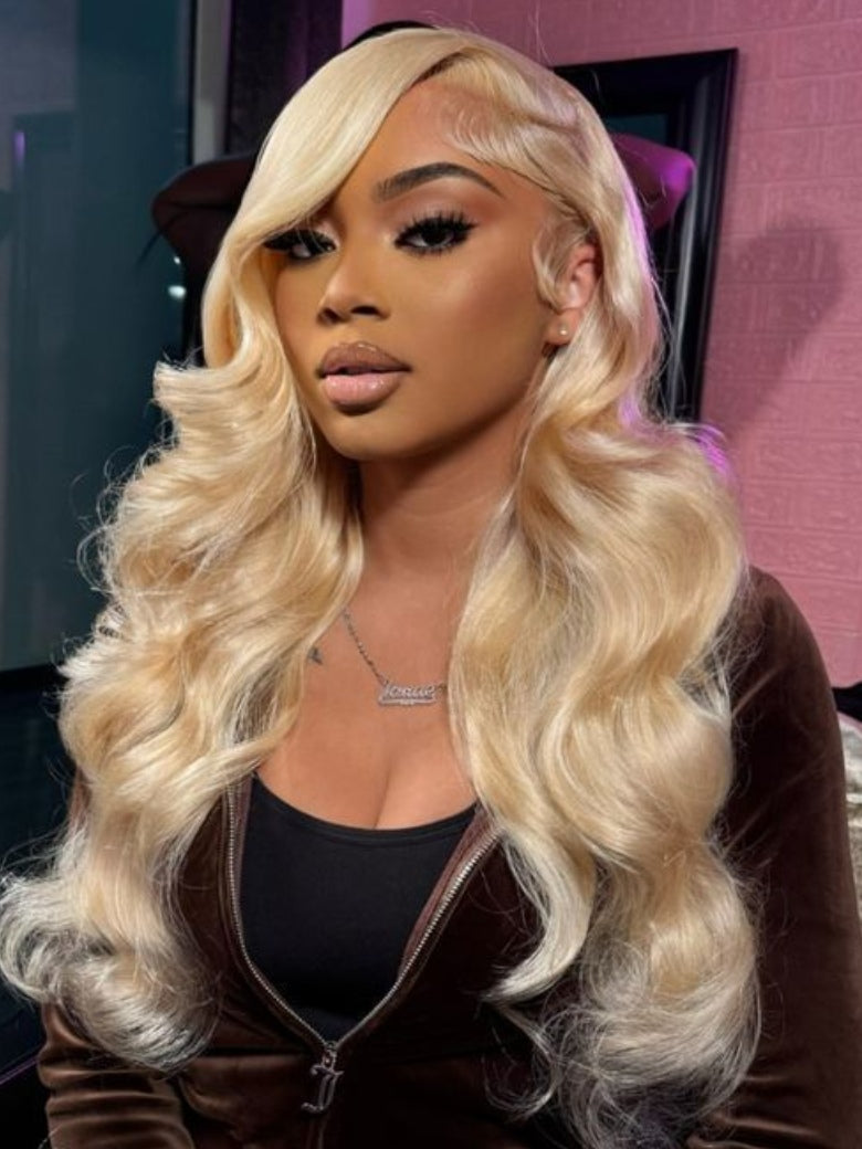 Sunber 613 Blonde Body Wave 13x4 Pre Cut Lace Frontal Wig With Invisi Drawstring For Beginners