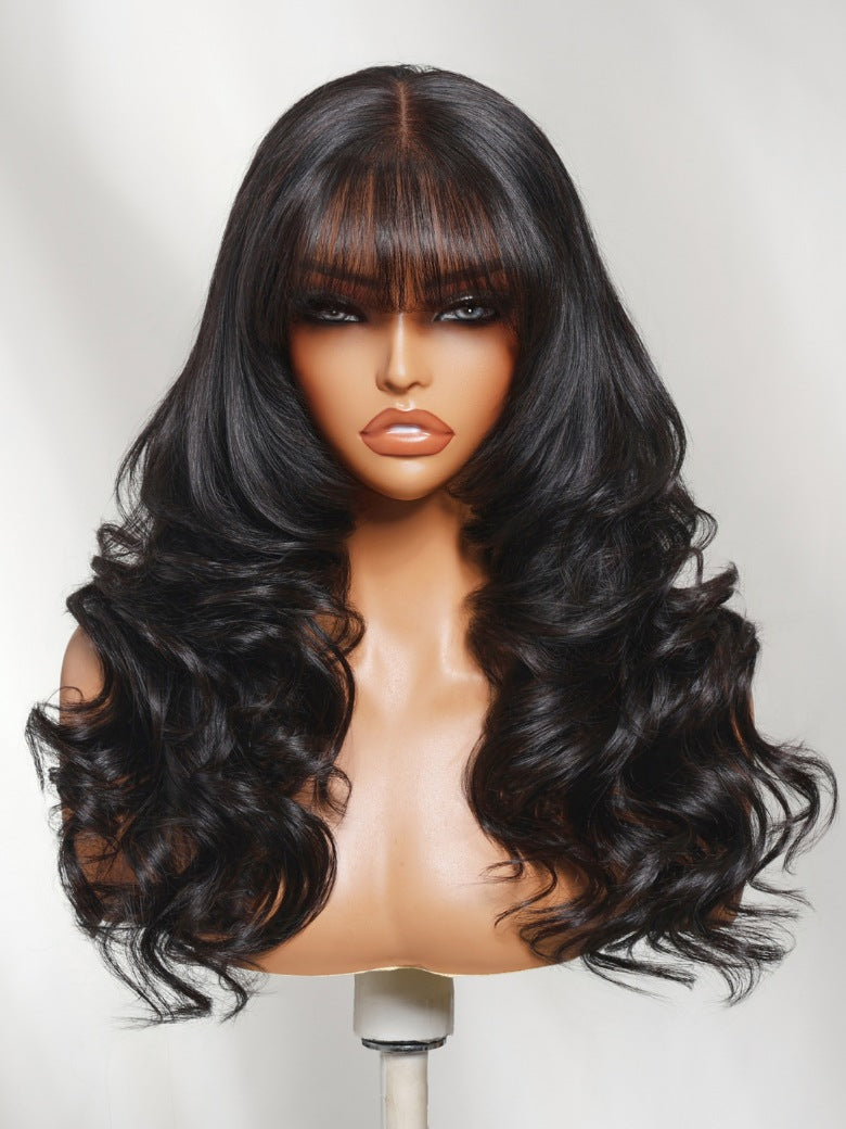 Sunber 200% Density 7x5 Pre Cut Lace Wig With Layered Soft Feathered Waves And Face-Framing Bangs