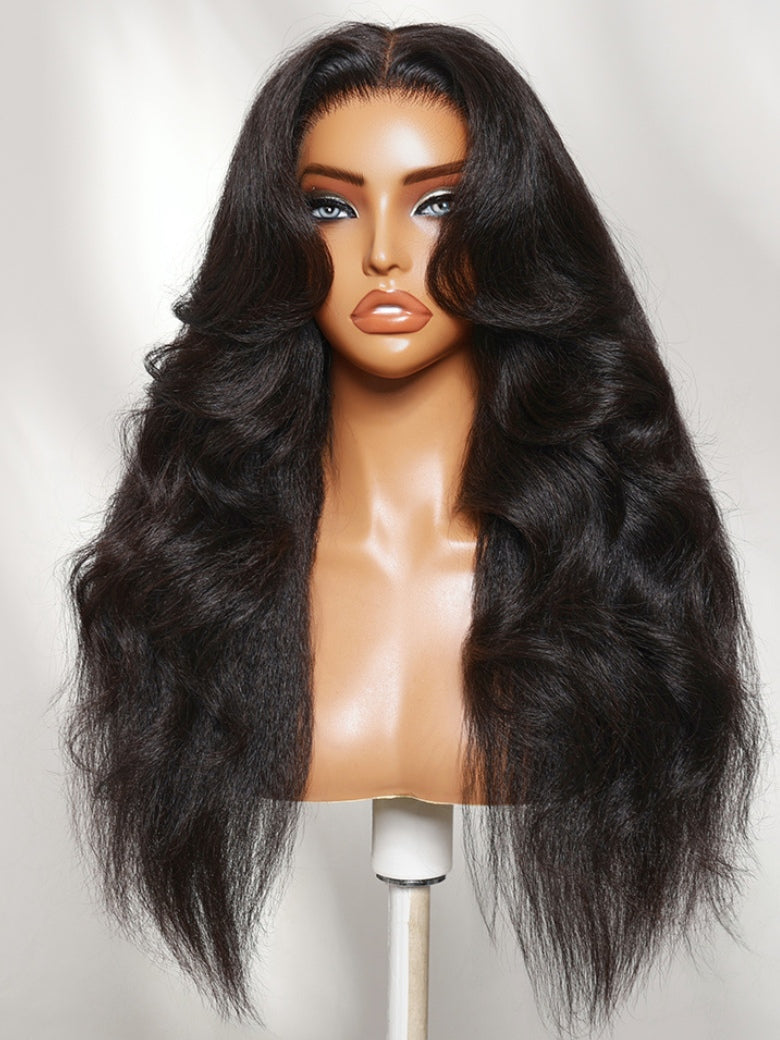Sunber 13x4 HD Real Scalp Pre Everything Kinky Straight with Face Framing Curtain Bangs