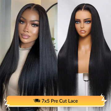Pull & Go 7x5 Bye Bye Knots Straight Glueless Pre-cut Lace Wig Flash Sale