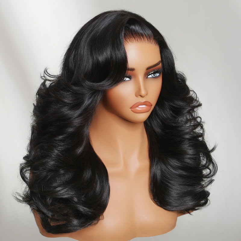 Sunber 200% Density Effortlessly Feathered Hairstyles 7x5 Pre Cut Lace Wig With Layered Haircuts