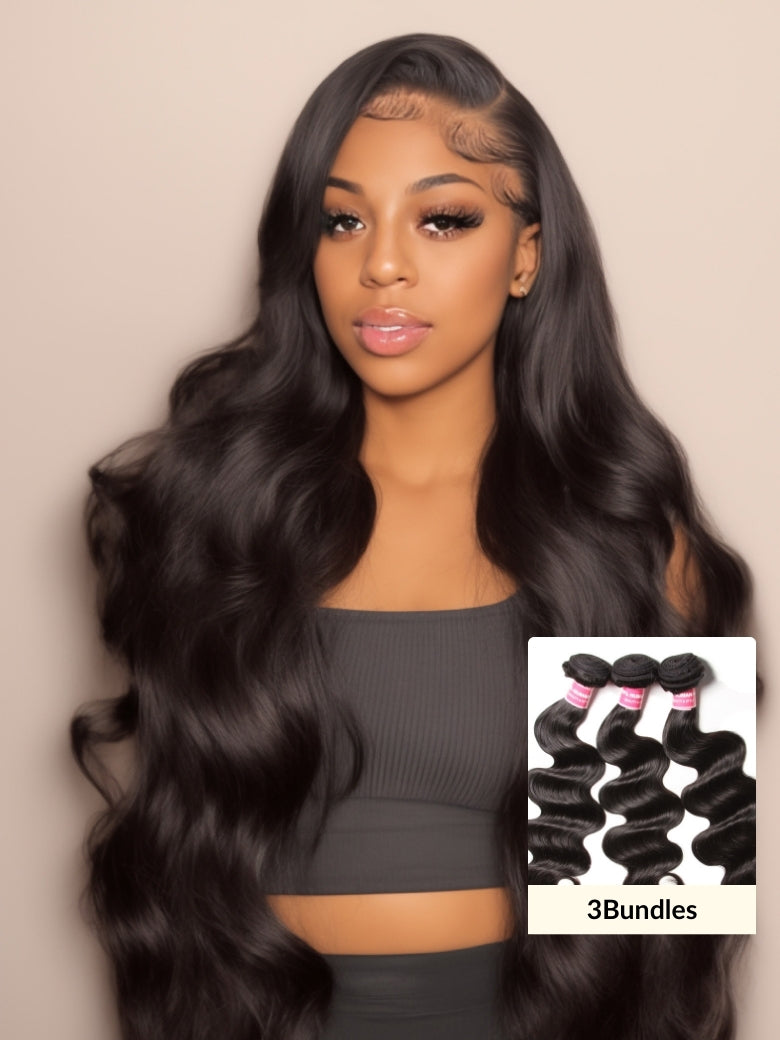 Sunber Hair Remy Human Hair Malaysian Body Wave Hair 3 Bundles 100% Unprocessed Human Hair Weave for Black