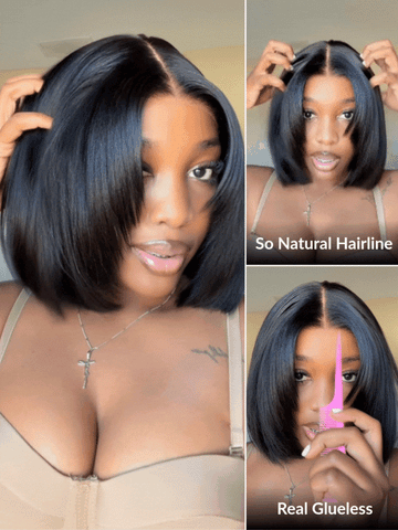$100 OFF| Sunber Blunt Cut Yaki Bob Pre-Cut 13x4 Pre Everything Lace Frontal Straight Human Hair Wig