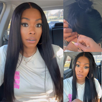 Sunber Yaki Straight Pull & Go Glueless Pre-cut 7x5 Bye Bye Knots Lace Wig With Bleach Knots