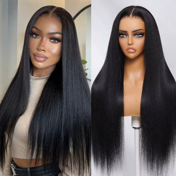 Sunber Yaki Straight Pull & Go Glueless Pre-cut 7x5 Bye Bye Knots Lace Wig With Bleach Knots