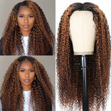 【$99=2 Wigs】Flash Sale 99J Lace Part Wig And Balayage Highlight Curly U Part Wig