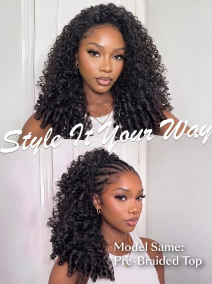 Sunber Burmese Curly Glueless Install Half Wig with Finger Coily Ends Beginner Friendly Flash Sale
