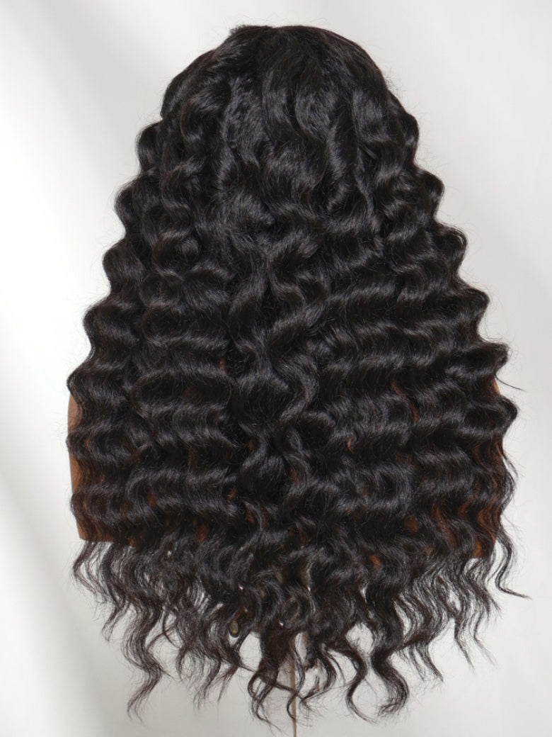 Sunber Kinky Straight Wand Curl Wig 13x4 HD Real Scalp Lace Frontal With Invisi Drawstring Flash Sale