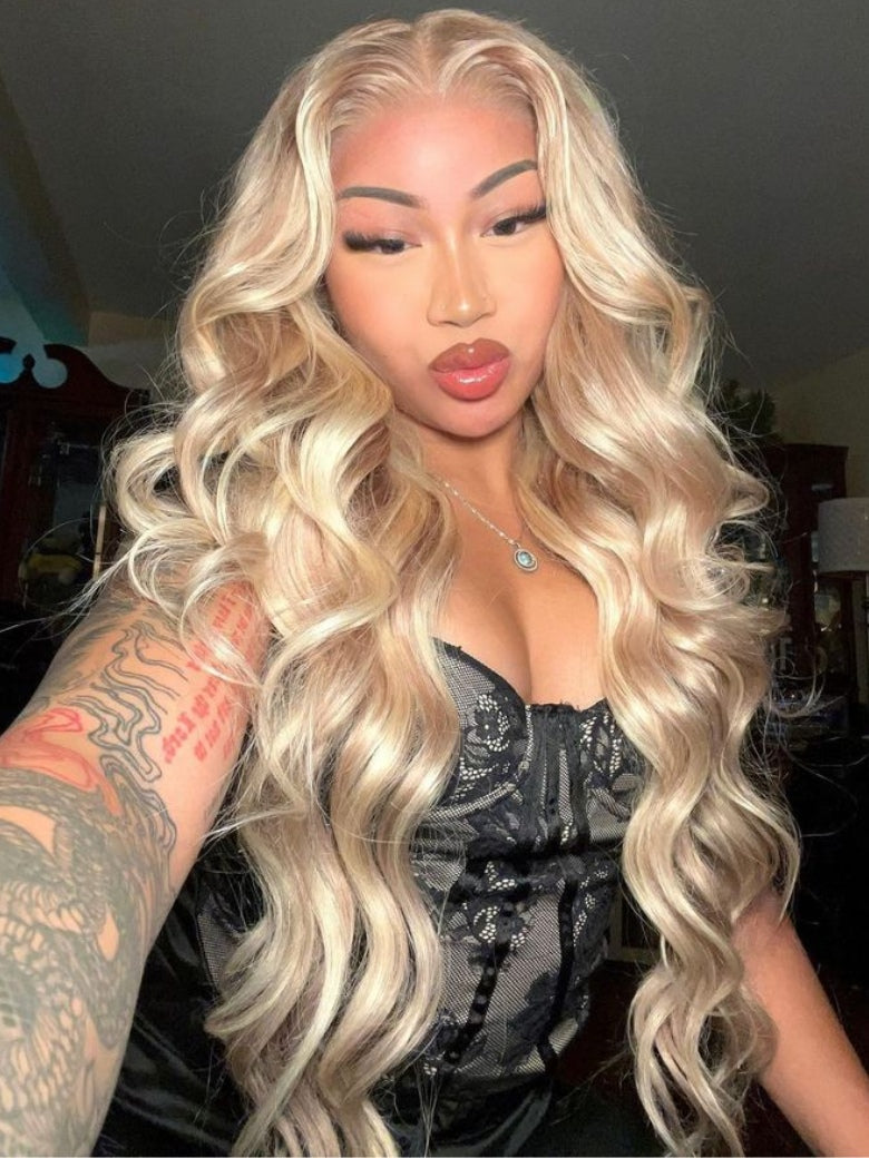 Sunber 613 Blonde Body Wave 13x4 Pre Cut Lace Frontal Wig With Invisi Drawstring For Beginners