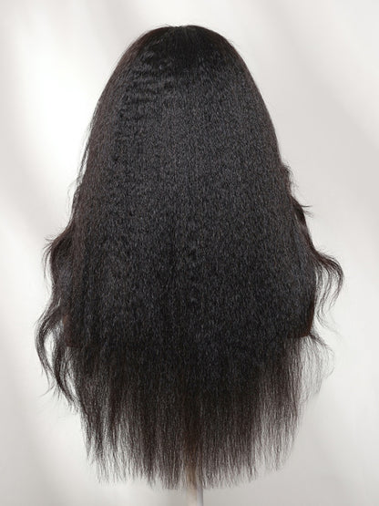 Sunber 13x4 HD Real Scalp Pre Everything Kinky Straight with Face Framing Curtain Bangs